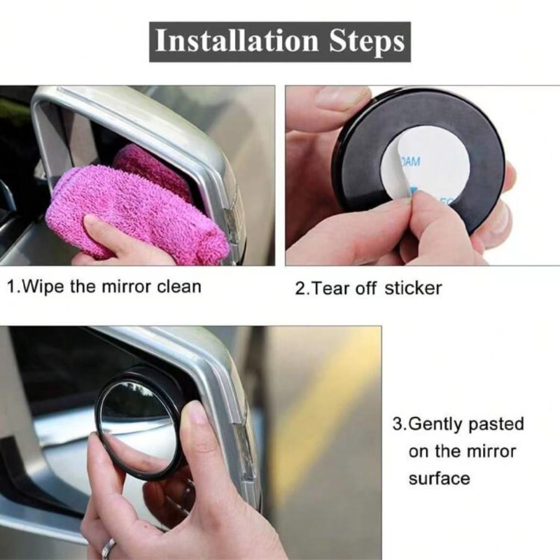 Blind Spot Mirror Wide Angle Convex 2Pcs - 2 Espejos Redondos Convexos para Puntos