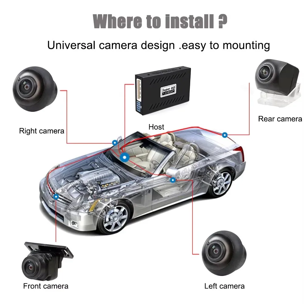 Cámara Universal para coche, 4 - 360 Degree Bird View Car Camera System reseña y precio