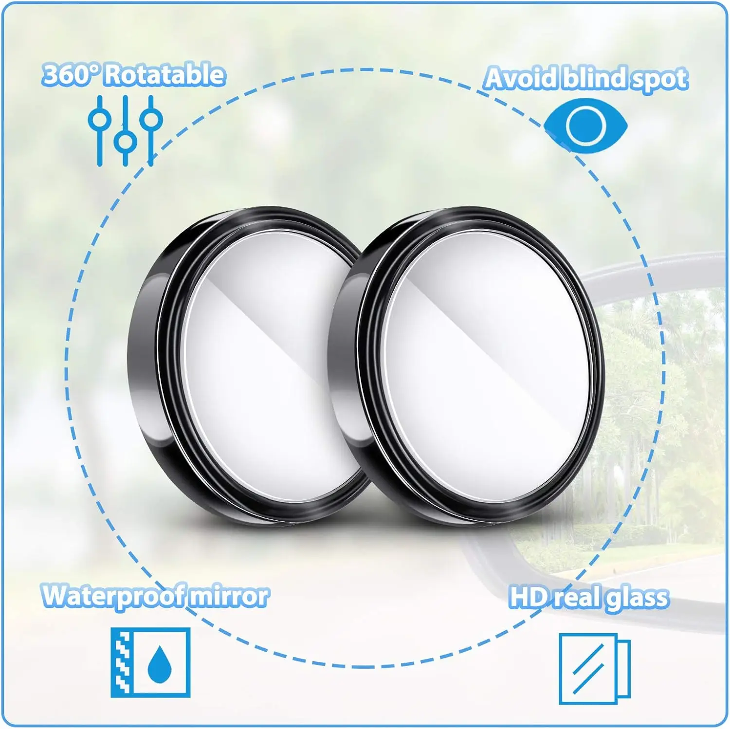 Espejo de punto ciego convexo  - Blind Spot Mirror Wide Angle Convex 2Pcs reseña y precio