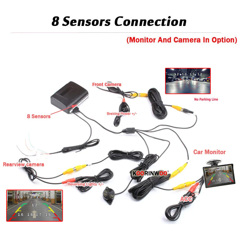 Sensores de aparcamiento elect - Car Parking Sensor 8 Sensor Front Rear reseña y precio