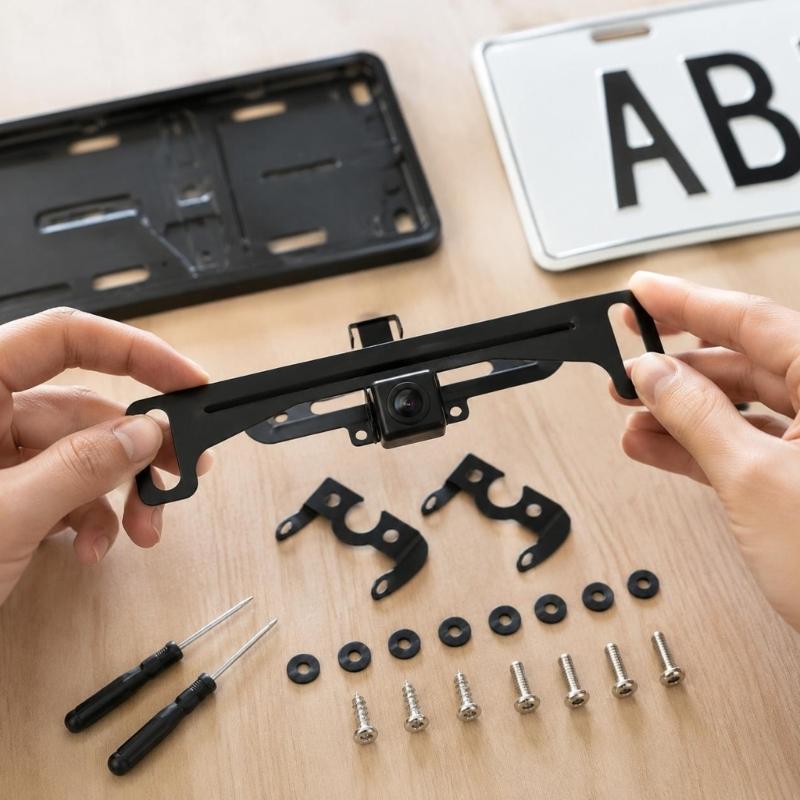 soporte para cámara respaldo,  - License Plate Backup Camera Frame Mount reseña y precio